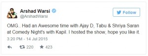 Arshad's Tweet | Comedy Nights with Kapil | Arshad Warsi to Host